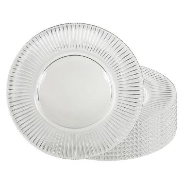 Imagem de Jogo 10 Sousplat Redondo De Cristal Renaissance Transparente Lyor 31,5cm