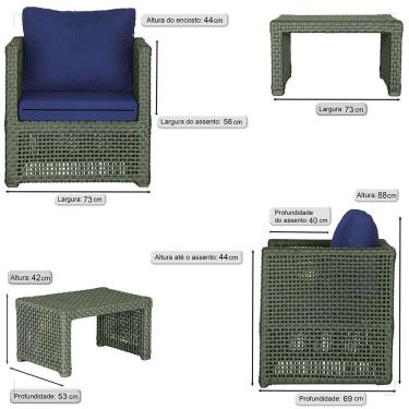 Imagem de Mesa E 2 Poltronas Madri Corda Náutica Estofado 10 Trama Verde