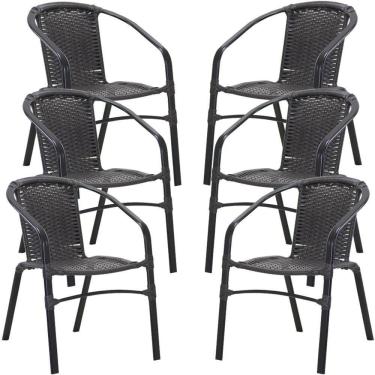 Imagem de 6 Cadeiras Floripa Em Alumínio Pintura Trama Original Preto