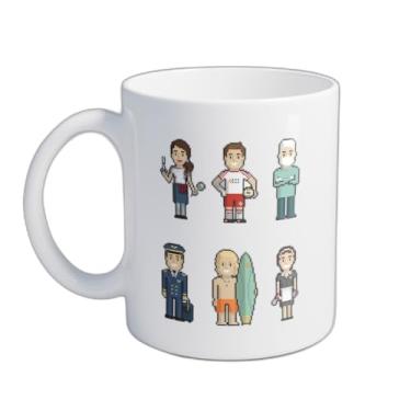 Imagem de Caneca Xícara de Café Porcelana 300ml Pixel Art Profissões