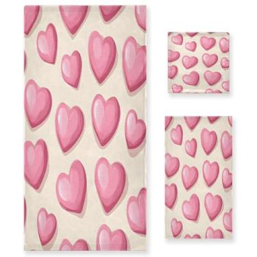 Imagem de Wassud Conjunto de 3 toalhas de banho para o dia dos namorados, super macias e absorventes para banheiro, toalhas de banho de secagem rápida, toalha de banho para academia, spa, hotel