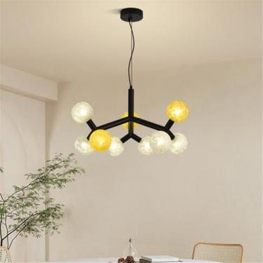 Imagem de OUFULA Lustre Moderno LED Moda Arte Sala de Estar Restaurante Quarto Villa Hotel Balcão Escadas Café Bar Lâmpada Pendente (B 9 luzes)