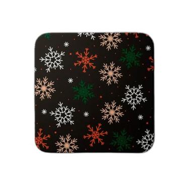 Imagem de Ladrilho Decorativo de Cerâmica Preto Vermelho Branco Bege 30x30cm com Estampa Flocos de Neve