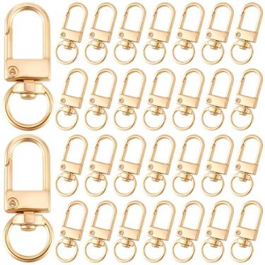 Imagem de CREATCABIN 36 peças fecho de garra de lagosta de metal giratório, chaveiro, ganchos, ganchos giratórios, fecho dourado, chaveiro para fazer chaveiros, artesanato, artesanato, coleira para animais de