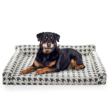 Imagem de Camas ortopédicas para cães XXL laváveis, almofada lateral removível e travesseiro, sofá para cães XXL com espuma de memória, com capa removível e fundo antiderrapante, cinza