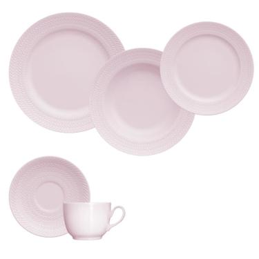 Imagem de Jogo Jantar Chá 30 Peças Rosa Chevron Germer Porcelanas