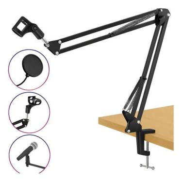 Imagem de Suporte Articulado Microfone Profissional Podcast Mesa - Genérica
