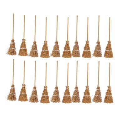 Imagem de GLOGLOW Mini Vassoura de Bruxa, Vara de Madeira Com Decoração de Corda Branca, Segura e Durável, Design Realista, para Festa de Halloween, Performance de Palco, Decoração