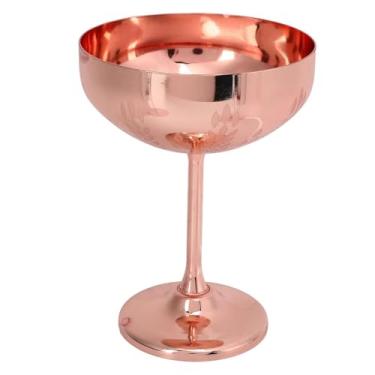 Imagem de Copos de Martini de metal, taças de champanhe de metal de aço inoxidável, taças gravadas para coquetel (ouro rosa)