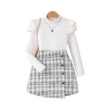 Imagem de Conjunto Infantil De Primavera E Outono Em 2 Peças, Blusa Branca De Go