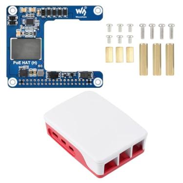 Imagem de Waveshare Power Over Ethernet HAT (H), compatível com Raspberry Pi 5 / CM 5, saída 5V 5A, desempenho estável, suporta 802.3af/at, fonte de alimentação isolada de modo comutado, chapéu PoE, com capa