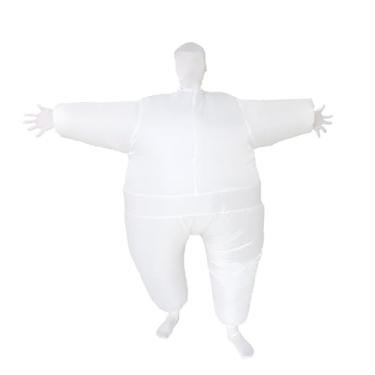 Imagem de GOPRIME Fantasia de cor sólida, inflável, corpo inteiro, tamanho adulto, soprador incluído, branco