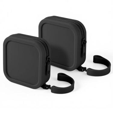 Imagem de 2 peças de silicone organizador de fone de ouvido, caixa de armazenamento pequena de silicone multiuso com fecho de zíper e alça de mão para fones de ouvido, chaves, cabos de carregamento, batons