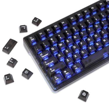 Imagem de Black Frosted Clear Keycaps, YOUSUOMASTER 127 Keys Shine Through Keycaps, PC Transparent Key Cap, Cherry Profile Custom Key Caps for Mx Switches Mechanical Gaming Keyboards