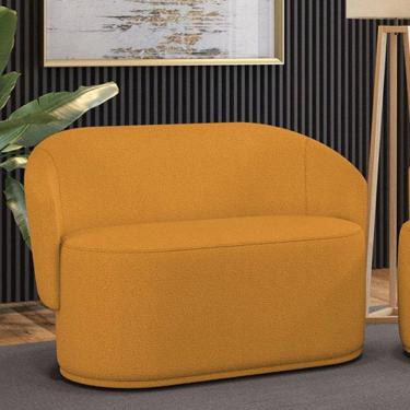 Imagem de Sofá 2 Lugares Namoradeira Orgânica Para Sala Malu Bouclê Mostarda M11 - D`rossi