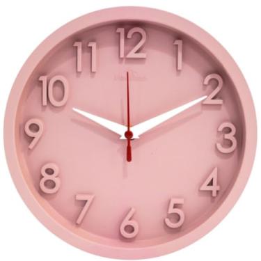 Imagem de Relógio de Parede 3D Rosa para Decoração de Quarto Infantil e Sala com Mecanismo Silencioso