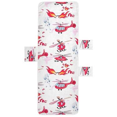 Imagem de Capa de toalhas de poltrona de helicóptero de bombeiro para espreguiçadeira de piscina, espreguiçadeira de praia floral, 203 x 76 cm