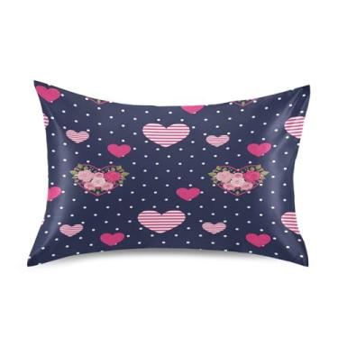 Imagem de Blueangle Fronha de cetim refrescante para cabelo e pele, capa de almofada de rosas dos namorados, tamanho padrão 51 x 66 cm com fecho de envelope (590)