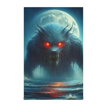 Imagem de Conjunto de panos de prato com estampa de monstro de fera, decoração de cozinha, toalha de chá de mão, panos de limpeza fofos, reutilizáveis, absorventes 45 x 71 cm, pacote com 6