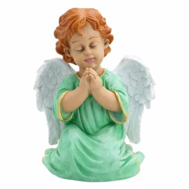 Imagem de Anjo Menino Rezando Anjinho Da Guarda 24cm Em Resina (verde)