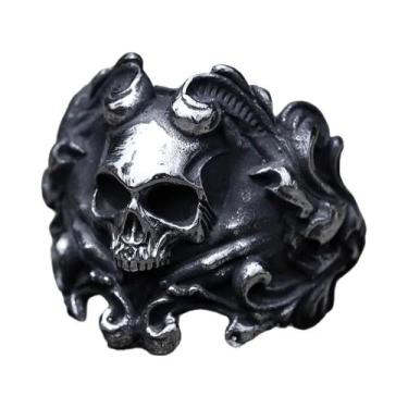 Imagem de Anel De Caveira Calvarium Em Aço Inoxidável 316L Para Homens, Joia Dec