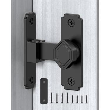 Imagem de Mixizigoz Fechadura de porta de celeiro de 90 graus, fechadura de porta deslizante de liga de alumínio resistente, trava de portão de segurança doméstica adequada para celeiro, banheiro, jardim, cerca