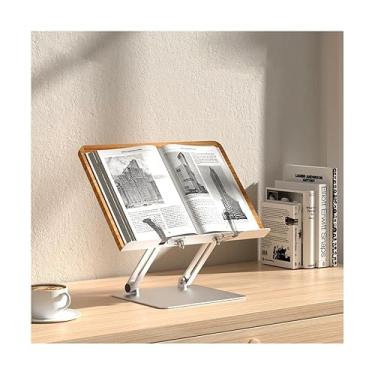 Imagem de Suporte de madeira para livros, mesa de estudante, ajustável, suporte para laptop, livro de receitas, tablet, partituras musicais, rack de leitura simples (madeira escura 22,4 x 4 cm)