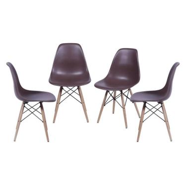 Imagem de Kit 4 Cadeiras Boxbit Dkr Eames Base Em Madeira Café