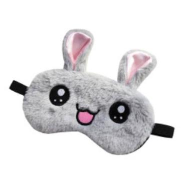 Imagem de Máscara de dormir de pelúcia Big Eyes Máscara de olhos de coelho cinza