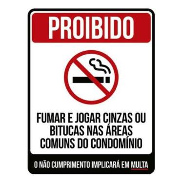 Imagem de Kit 3 Placas Proibido Fumar Cinzas Bitucas Áreas Condomínio - Sinalizo