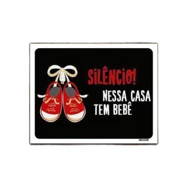 Imagem de Kit 5 Placas Silêncio Nessa Casa Tem Um Bebê Vermelho - Sinalizo