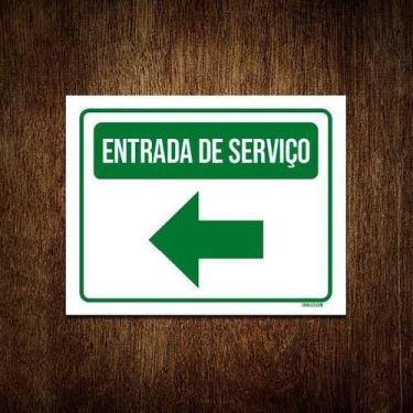 Imagem de Placa Sinalização Entrada Serviço Verde Seta Esquerda 18X23 - Sinalizo