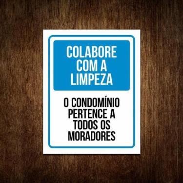 Imagem de Placa Sinalização Colabore Com A Limpeza Do Condomínio 36X46 - Sinaliz