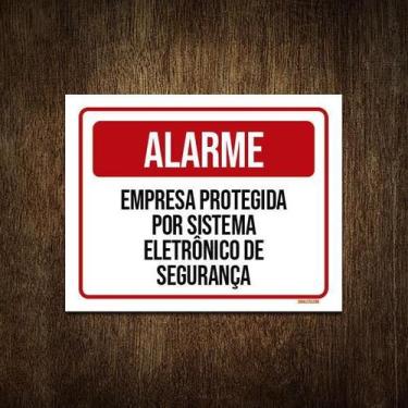 Imagem de Placa Alarme Empresa Protegida Sistema Segurança 18X23 - Sinalizo.Com