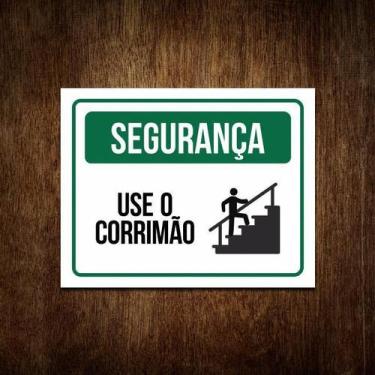 Imagem de Placa Segurança Use O Corrimão - Placa De Sinalização 27X35 - Sinalizo