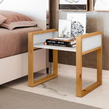 Imagem de Mesa De Cabeceira Mesinha Lateral De Apoio Madeira New Luxo Branco - M