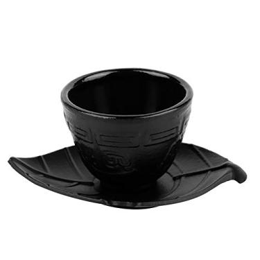 Imagem de GLOGLOW Copo para Beber Em Ferro Fundido Com Porta-copos, Design Japonês, Capacidade de 100ml, Preto, Acabamento Esmaltado, Bordas Lisas, Talheres Estilo retrô