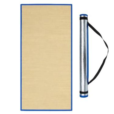 Imagem de Esteira Térmica de Palha para Praia com Alça Forro Natural com Fita Tolha Tapete Piscina Camping Lagoa Mar Viagem Tamanho Grande Tatame Dobrável Verão Piquinique Artesanal Portátil Lavável Reforçada