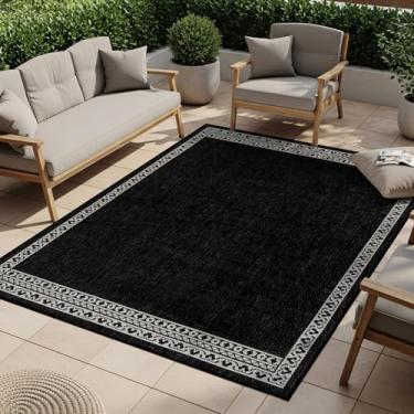 Imagem de Tapete lavável ao ar livre, 15,5 x 23,5 cm, tapetes modernos, para ambientes externos, padrão de bordado, sem queda, impermeável, fácil de limpar, pátio, varanda, sala de estar, quarto, jardim