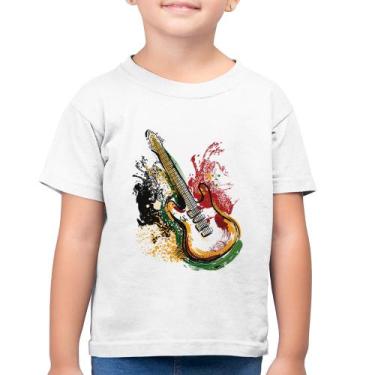 Imagem de Camiseta Algodão Infantil Guitarra Reggae - Foca na Moda, Branco, 14