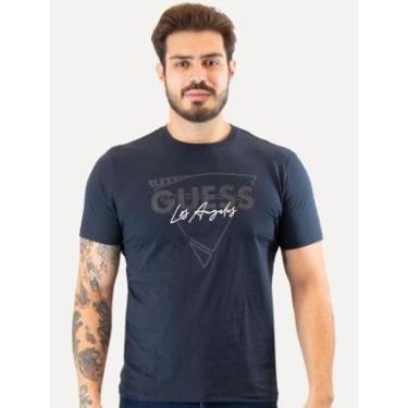 Imagem de Camiseta Guess Triângulo Los Angeles Relevo Peito Azul-Masculino
