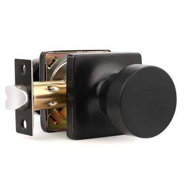 Imagem de Orger Pacote com 3 maçanetas pretas para porta de armário, maçanetas de porta de passagem preto fosco de liga de zinco, maçaneta quadrada resistente sem travamento para corredores e clostes