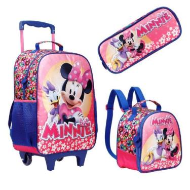 Imagem de Mochila Com Rodinhas com alça nas costas infantil Escolar Minnie Disne