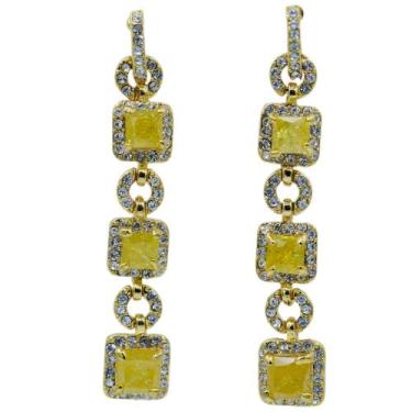 Imagem de Brinco Zircônia Brilhos Semijoia Akasaki BC3005, Dourado, Amarelo