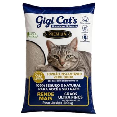 Imagem de Areia Higiênica para Gatos Gigi Cat's Primium Betonita Anti Odor 100% Natural (Natural - 4kg)