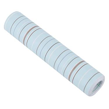 Imagem de CUOFYUNL Papel de parede removível adesivo decalque de parede quarto sala de estar decoração de casa (Listras azuis tranquilas)