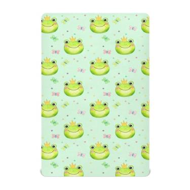 Imagem de SEHANY Lençol de berço de sapo fofo para meninos e meninas, macio, respirável, elástico, lençol com elástico padrão para bebês de 27 x 99 cm