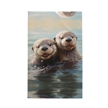 Imagem de XLLingL Toalhas de cozinha de waffle com estampa de lontra fofa, panos de prato de microfibra, para decoração e limpeza de cozinha - 1 peça