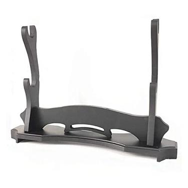 Imagem de pcagfaajmh Suporte de espada de 2 níveis Katana Samurai Suporte de exibição de espada rack de espada artes marciais decoração de casa