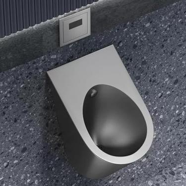 Imagem de pcagfaajmh Mictório de aço inoxidável 304, mictório masculino montado na parede, sensor inteligente mictório comercial à prova de respingos, vaso sanitário masculino com economia de espaço, para bares
